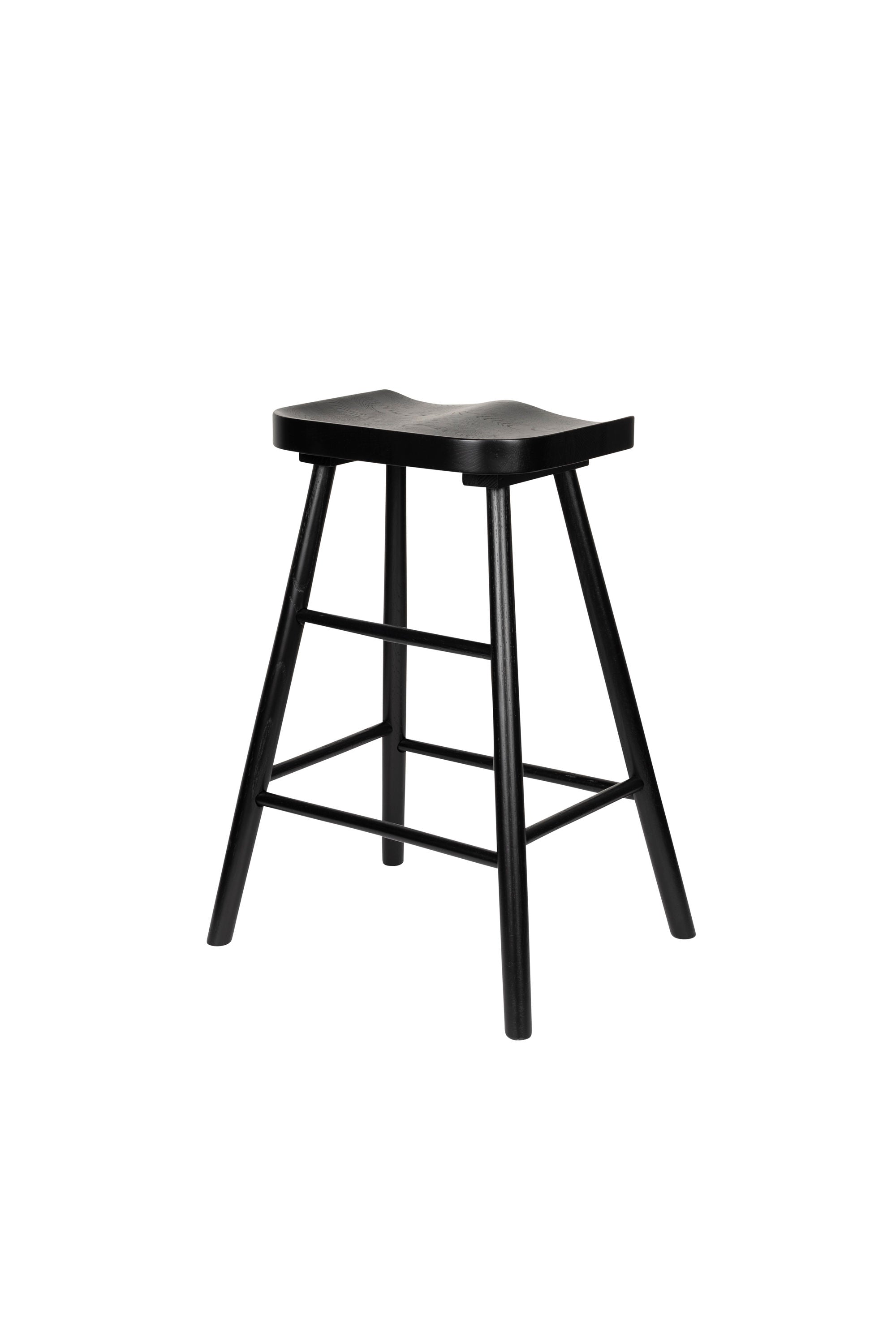 Vander Black Oak Wood Counter Stool
